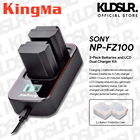 KingMa NP-FZ100 2-Pack Battery and LCD Dual Charger Kit for Sony ILCE-A6600/ A7C/ A7R4/ A7M4/ A7RIII